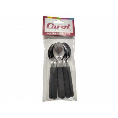 CUCHARITA M/PLAST. CAROL NEGRO PACK X 6
