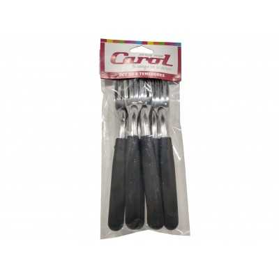 TENEDOR M/PLAST. CAROL NEGRO PACK X 6