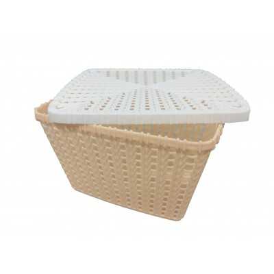 CANASTO PLAST. (SIMRAT) CUAD. CALADO C/TAPA 22X22X13CM
