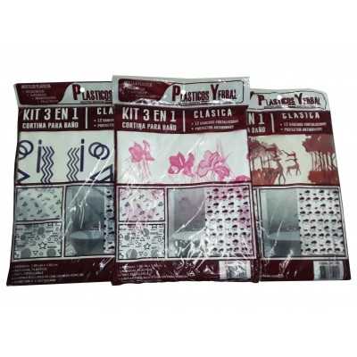 CORTINA DE BAÑO C/PROTECTOR Y GANCHOS 1.80X1.80 MTS