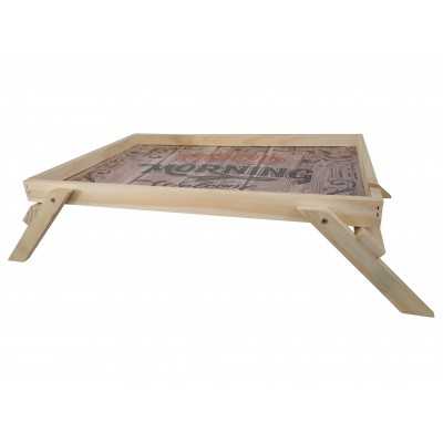 BANDEJA MAD. NATURAL P/CAMA C/PATAS 46x33CM