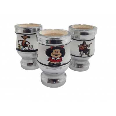 MATE ALUMINIO CHICO C/CUERO ESTAMPADO