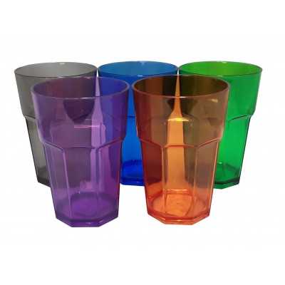 VASO ACRILICO FACETADO BRISTOL 520 CC COLORES SURT.