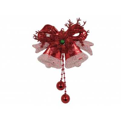  ADORNO P/PUERTA 2  MEDIAS CAMPANAS C/ MOÑO ROJAS 27X20CM