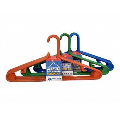 PERCHA ROPA PLASTICA X 4 UNID.