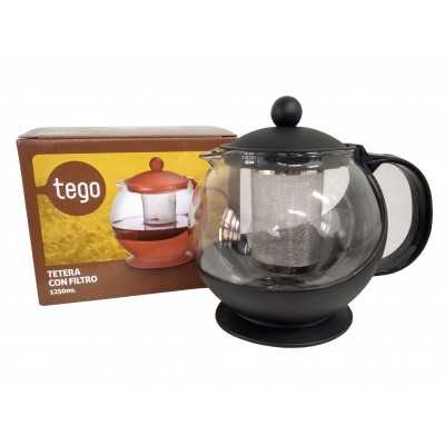 TETERA 1250ML VID./PLAST. C/FILTRO (NEGRA/ROJA) TEGO